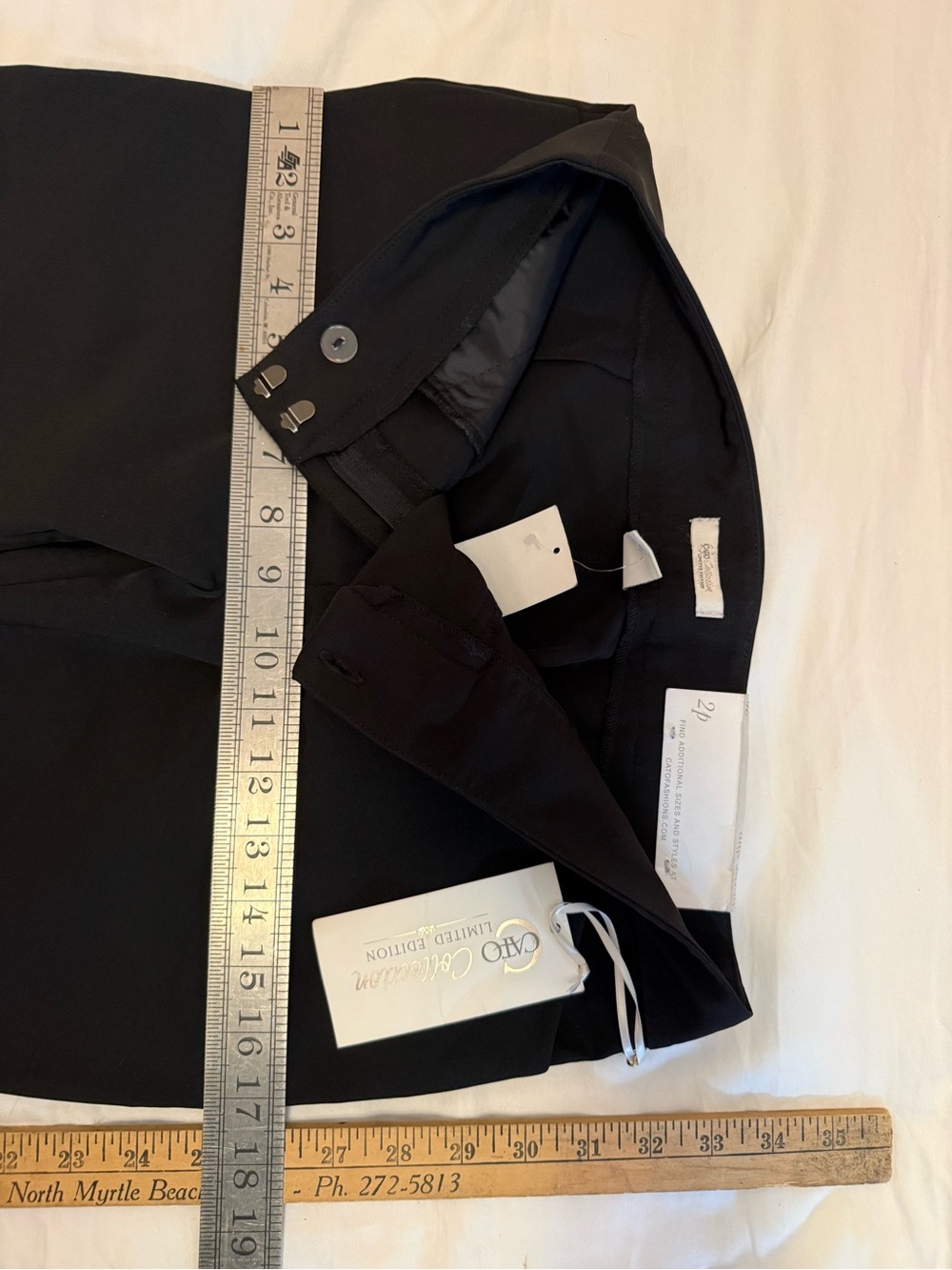 Cato Black Feather-Hem Cropped Pants - Picture 5 of 10
